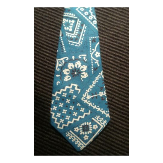 Laa Tee Daa Childrens Neck Tie Blue Floral Necktie 12" New Velcrw image {2}