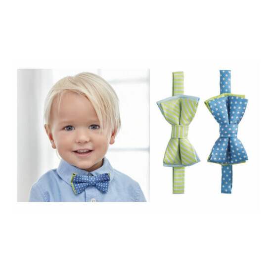 Elegant Baby Boy Easter or Holiday Blue Dots Or Green Stripes Zoom Zoom Bow Tie image {1}