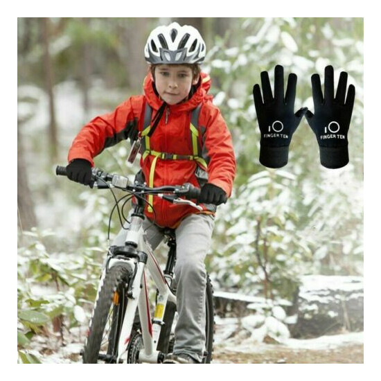 Gloves Winter Kids Youth Fleece Liner 3M Windproof Biking Outdoor Cold Weather image {2}