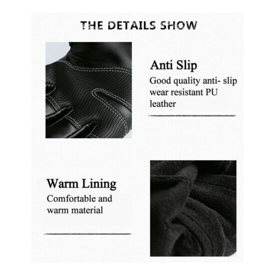 Winter Gloves Men Women Leather Windproof Waterproof Touch Screen Warm Gloves image {8}