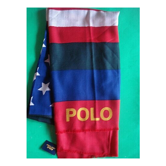 RALPH LAUREN POLO WINTER SCARF SKI AMERICAN FLAG 100% WOOL NEW image {2}