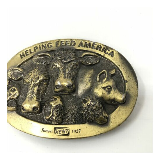 VTG Kent Feeds Helping Feed America Belt Buckle Lewis Buckles Animal Farmer image {3}
