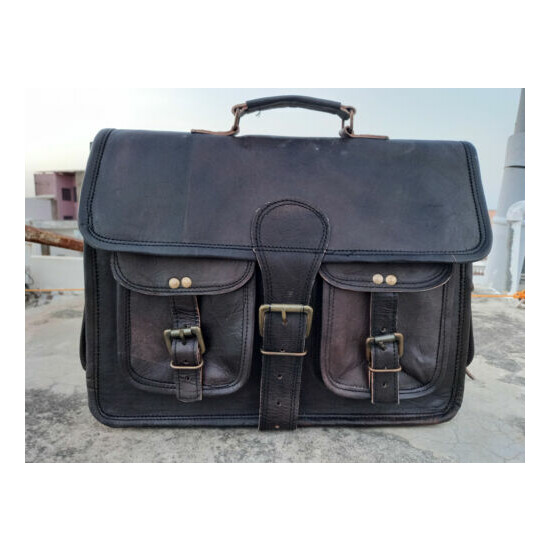 Men's Genuine Leather Vintage Laptop Handmade Briefcase Bag Satchel Messenger image {1}
