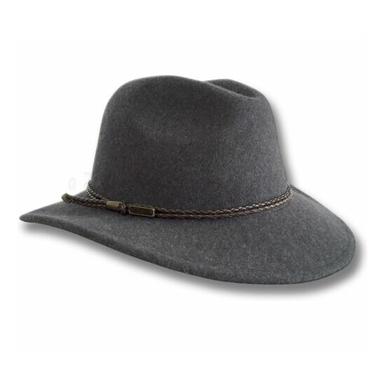【oZtrALa】Felt HAT Fedora Indiana Jones AUSTRALIAN-Wool Mens Leather Band Cowboy image {3}