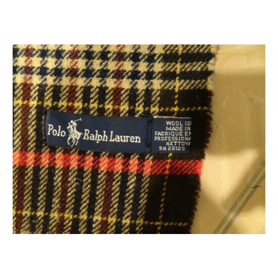 Ralph Lauren Polo 100% Laine Wool made In England Plaid Scarf  image {3}