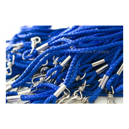 100 PCS NEW ROPE ROUND ID NECK LANYARDS WITH SWIVEL J HOOK - ROYAL BLUE COLOR image {4}