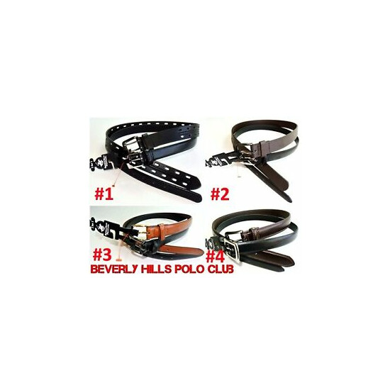 Boys Kids Leather Belts 2 Pack M L Black Brown Beverly Hills Polo Club Children image {1}