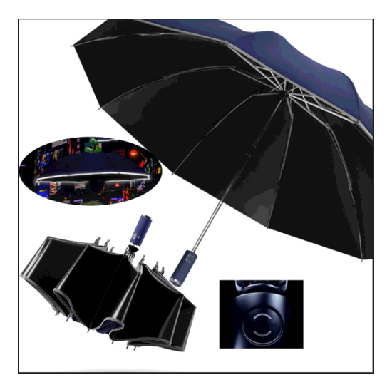 Black Auto Open & Close Windproof Travel Umbrella Compact Folding Mens Women AU image {1}