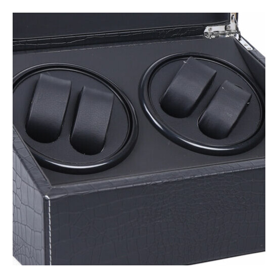 4+6 Automatic Rotation Leather Watch Winder Storage Case Box Silent Motor Black image {7}