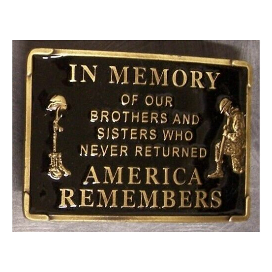 Military Belt Buckle pewter In Memory of Those Killed in Action NEW Made in USA image {1}