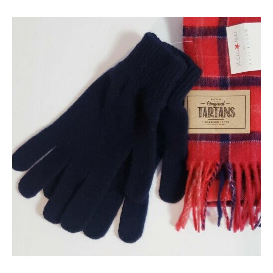 NWT! BARBOUR LAMBSWOOL TARTAN SCARF AND GLOVES GIFT SET! image {3}