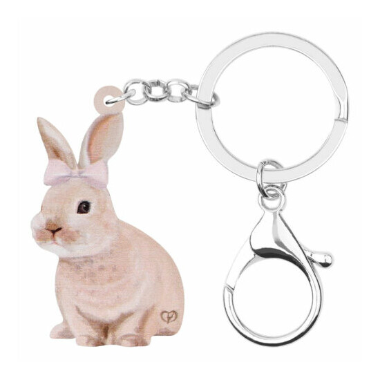 Easter Acrylic Headband Rabbit Hare Keychains Car Key Ring Charms Animal Jewelry image {1}