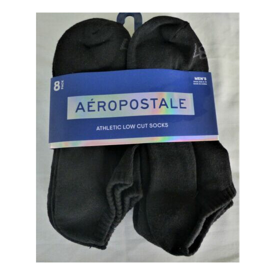 AEROPOSTALE 8 PACK Mens Athletic Low Cut Socks Fits Shoe 6-12 Black EIGHT PACK image {1}