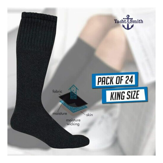 Mens Athletic Cotton Tube Socks, Bulk Pk Referee Socks,Size 13-16, 24 Pk Black image {2}