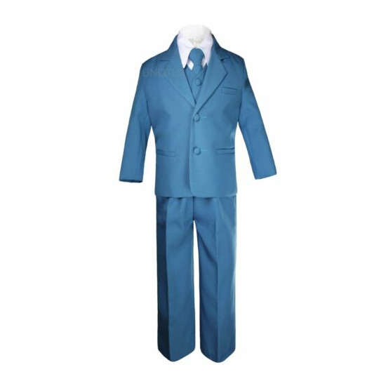 Baby Toddler Boys Green Teal Turquoise Oasis Formal Wedding Vest Set Suits S-14 image {2}