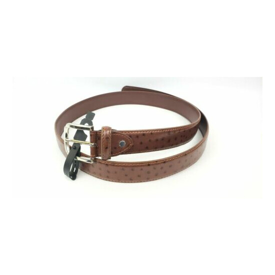 Men's Leather 1.25" Non Reversible Belt Cognac Brown Stitched 48" image {1}