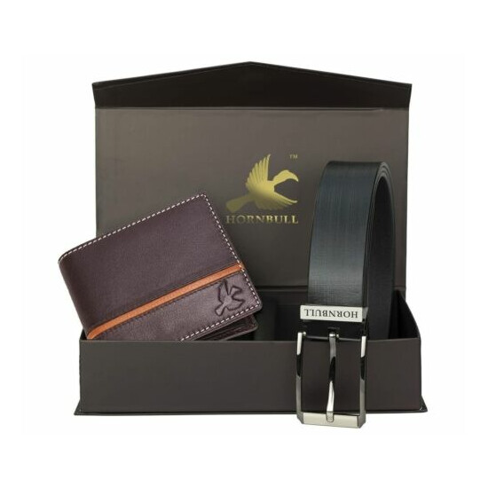 Hornbull Gift Hamper for Men Brown Leather Wallets and Black Belt Combo Gift Set image {1}