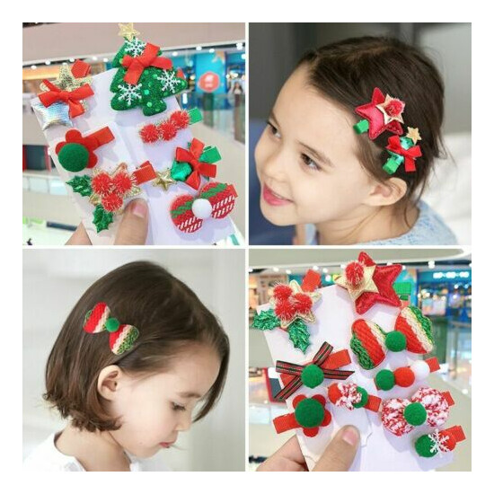 5pcs Christmas Hairpins Cute Cartoon Kids s Baby Infant Clips Girls Xmas Gifts image {1}