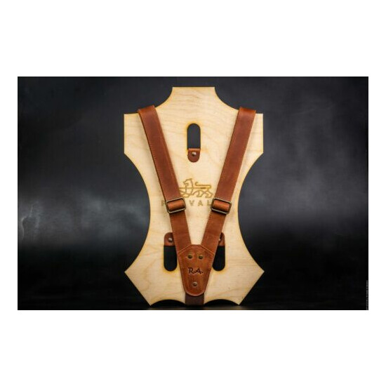 Leather suspenders for men in brown color (Clip-On) image {2}