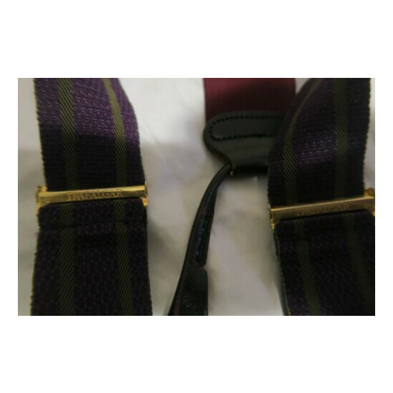 Trafalgar Nylon Purple Olive Green Striped Woven Suspenders Braces Red image {3}