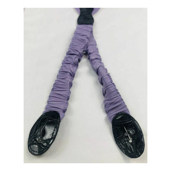 Bijan Purple Black Accent Alligator Silk Mens Suspenders Mint Condition image {4}