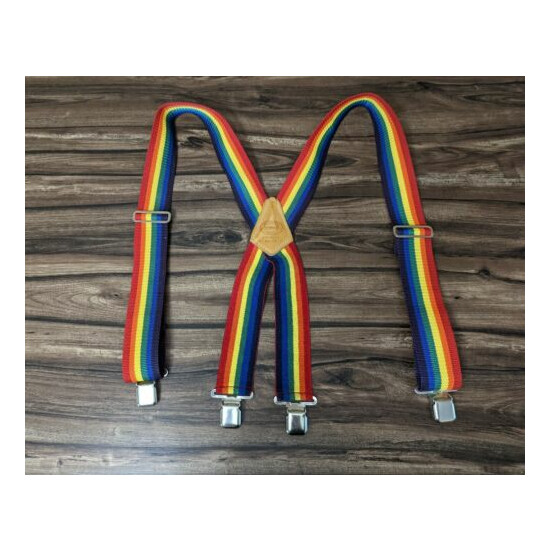 VTG McGuire Nicholas Rainbow Pride 2 Inch Wide Suspenders No. 113 Unisex LGBTQ  image {1}