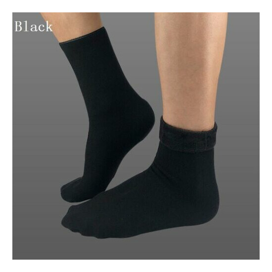 5Pairs Men Winter Warm Socks Cotton Blend Plush Solid Soft Lounge Bed Socks Home image {1}