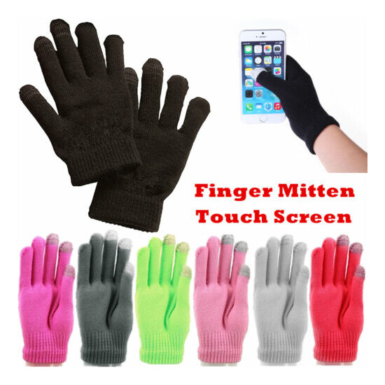 Mens Womens Winter Knit Touch Screen Thermal Insulated Finger Mitten Gloves Lot image {2}