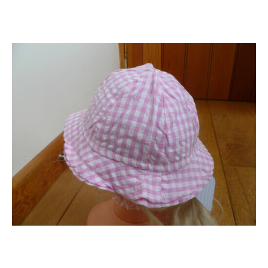 JO JO MAMAN BEBE PINK GINGHAM COTTON STRAPPED SUMMER SUN HAT BABY 3 TO 6 MONTHS image {1}