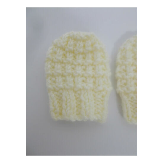 Hand Knitted Baby Mittens Small Newborn Newborn Mittens Lemon Cream  image {4}