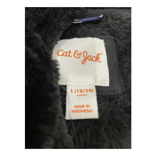 Girls cat & jack black polyester zip up sweatshirt large NWT image {2}