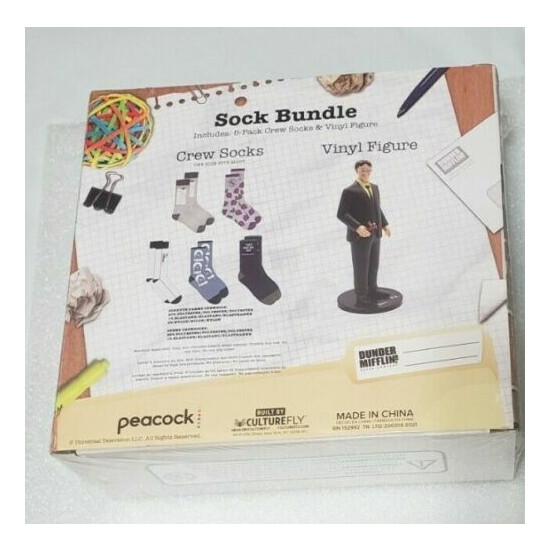 The Office 5 Pack Crew Socks Bundle Gift Pack w/ Dwight Shrute Vinyl Figure New image {3}