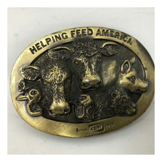 VTG Kent Feeds Helping Feed America Belt Buckle Lewis Buckles Animal Farmer image {2}