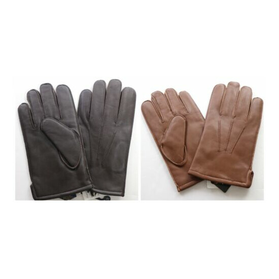 Brooks Brothers Men's Genuine Leather Thinsulate Lined Gloves Dark/Brown Tan NEW image {2}
