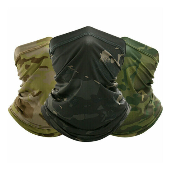 Camo Neck Gaiter Balaclava Bandana Headwear Cooling Face Cover Scarf Ice Silk  image {3}
