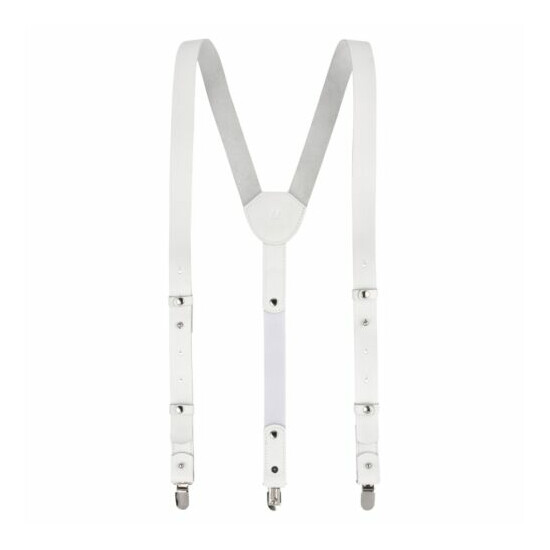 Leather Suspenders Braces for Men and Women for Gift and Wedding White GE MARK image {2}