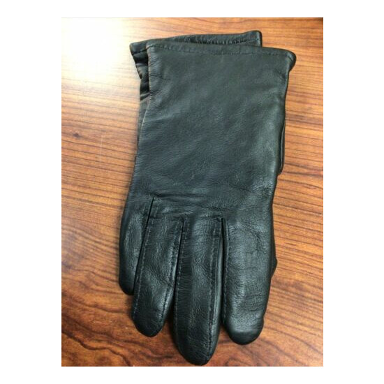 Size 10 New Military Leather Dress Gloves Poly/Wool Lined Unisex Black  image {1}