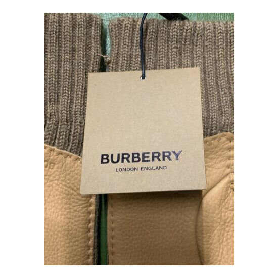 Burberry Merino Wool and Leather Winter Knit Gloves - Brown Made In Italy Large image {3}