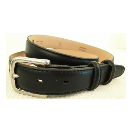 Mens Black Leather Belt Lavorazione Artigianale Size 38 (100) Italy Brass Buckle image {1}
