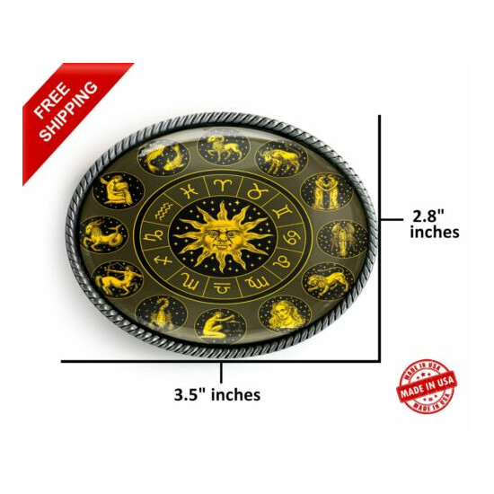 Zodiac Wheel Belt Buckle - Astrology Sun Handmade Buckle - 40 image {4}