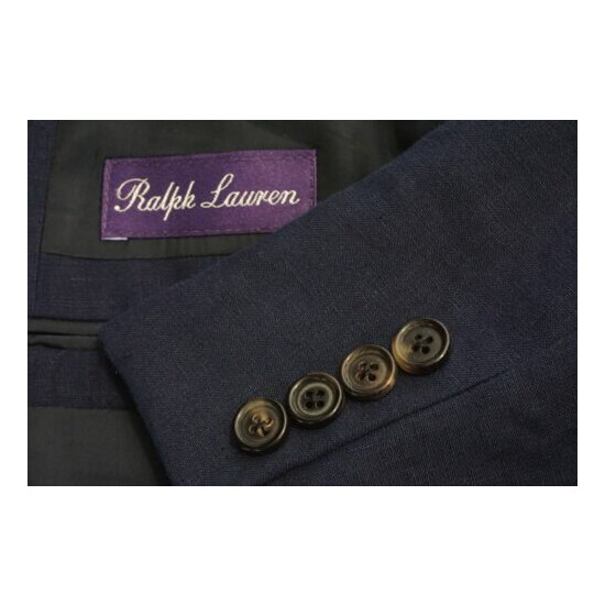 Ralph Lauren Purple Label RLPL Navy Blue 100% Linen Sport Coat Jacket Sz 40R image {1}