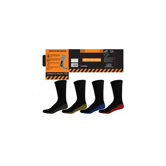 Mens Ventilated Tech Dri Work Socks Warm Thick Contrast Heel Toe UK 6-11 LoT image {1}