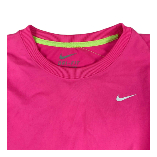 Nike Girls Bright Pink Longsleeve Layered Pullover Dri Fit Shirt Sweater Size 6 image {2}