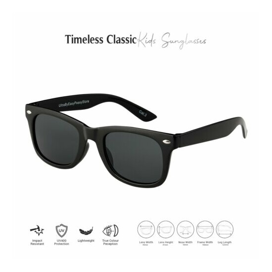 Black Kids Childrens Sunglasses UV400 Classic Shades Fashion Glasses Boys Girls image {3}