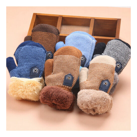 Winter Warm Cute Knit Mittens Thicken Gloves for Toddler Infant Baby Girls Boys image {3}