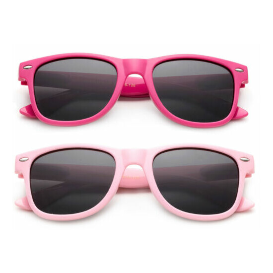 Kids Sunglasses Polarized Girls Pink Frame Cute Classic Retro 1-6 Years UV 100% image {1}