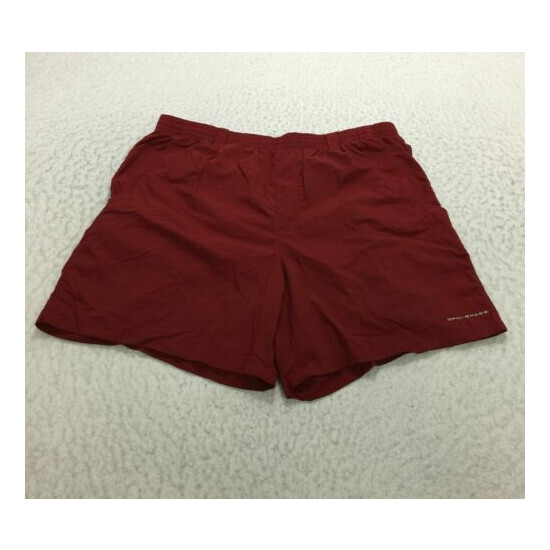 Columbia Shorts Size L Red Mesh Lined Pockets Embroidered Logo Nylon Mens image {1}