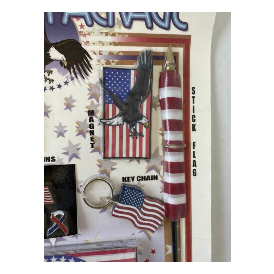 Patriots Package Magnet Decals Pins Buckle Key Chain CD 12 pc Set USA Flag image {3}