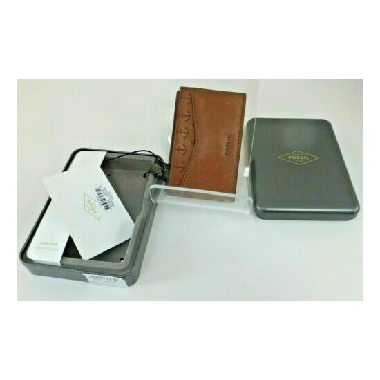 New With Tag Fossil Men Card Case Saddle Wallet  image {3}
