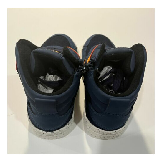 XIDISO Kids hi-top Athletic Sneaker for Running / Court, Blue/Orange, Zip / Tie image {4}